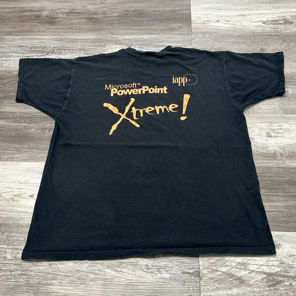 Vintage 90s Microsoft PowerPoint Xtreme Iapp Black Mens XL Techie Graphic Tshirt - Picture 2 of 9